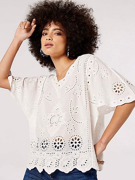 Apricot Klassische Bluse Embroidered Cotton Top, günstig online kaufen