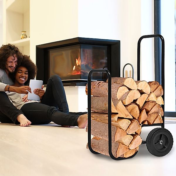 Kaminholzwagen 56x45x105cm 80 kg Tragkraft Gummireifen günstig online kaufen