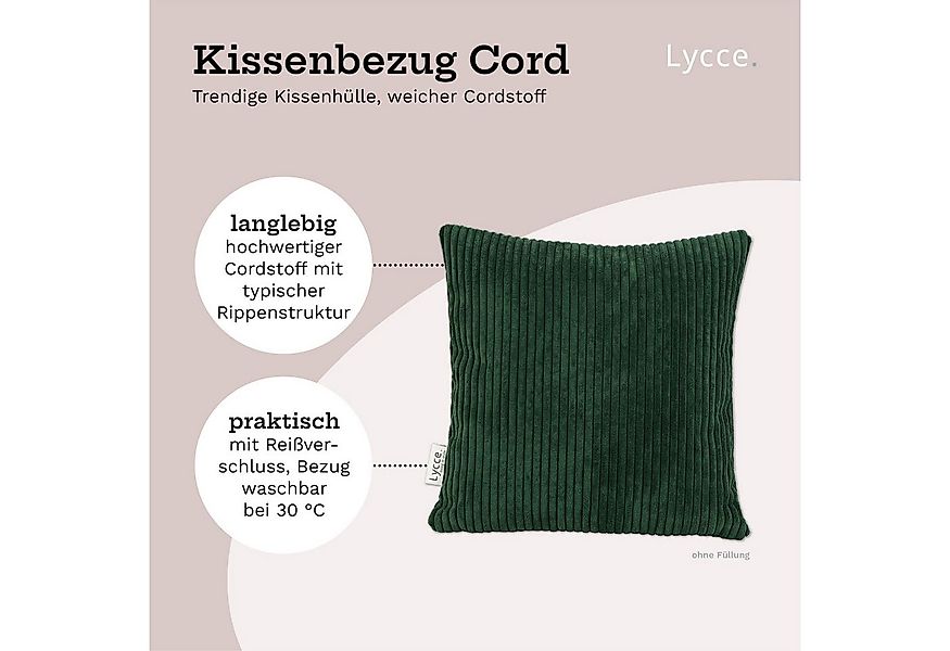 Lycce Dekokissen Kissenbezug aus trendigem Cordstoff (40x40cm), grün günstig online kaufen