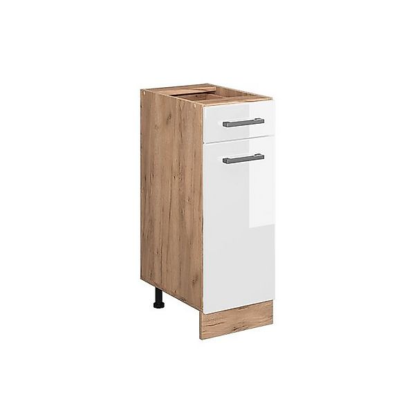 Vicco Küchenunterschrank R-Line Weiß Hochglanz/Goldkraft Eiche 30 cm ohne A günstig online kaufen