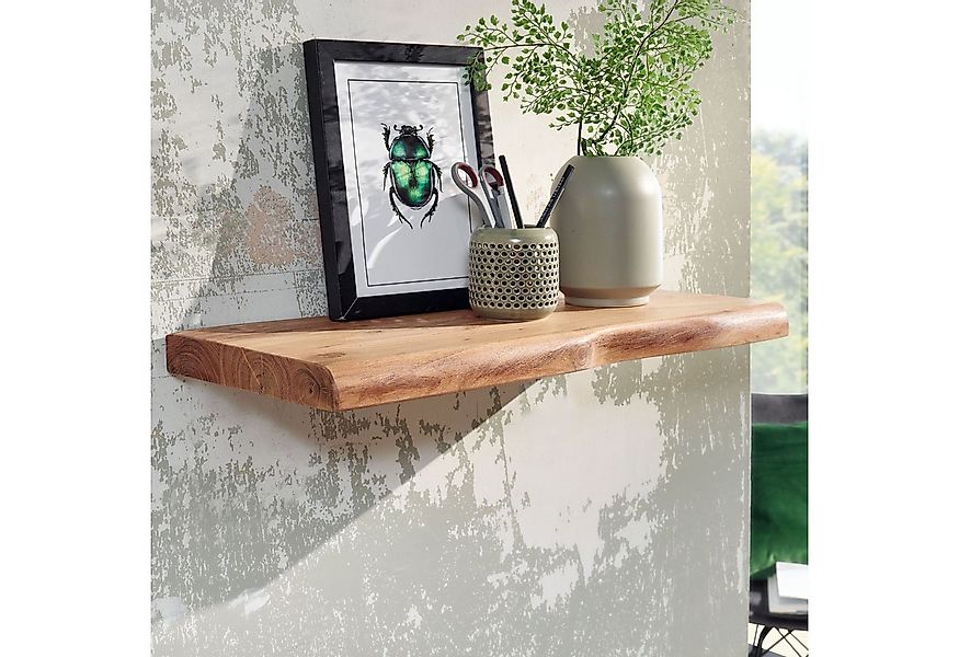 FINEBUY Wandregal FB31352 Baumkante Akazie Holz Schweberegal Regal Massiv H günstig online kaufen