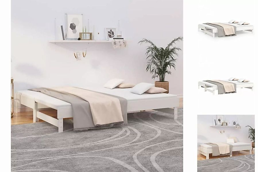 vidaXL Bettgestell Gästebett Tagesbett Ausziehbar Weiß 2x80x200 cm Massivho günstig online kaufen
