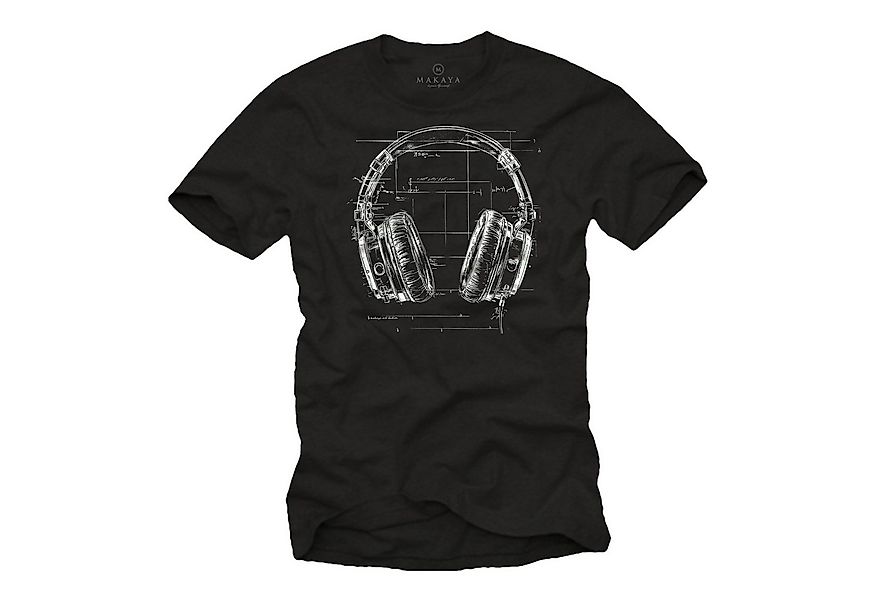 MAKAYA T-Shirt mit Kopfhörer Aufdruck für Herren Musik Motiv Hip Hop Outfit günstig online kaufen