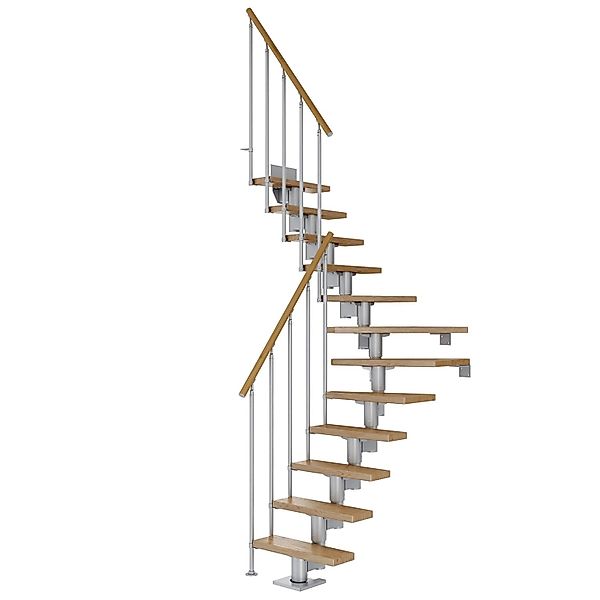 Dolle Mittelholmtreppe Dublin Eiche Perlgrau GH bis 315 cm 1/4gew. 65 cm FS günstig online kaufen