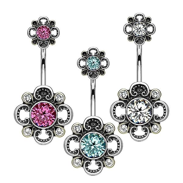 Taffstyle Bauchnabelpiercing Bauchnabelpiercing Kristall Blüten, Bauch günstig online kaufen