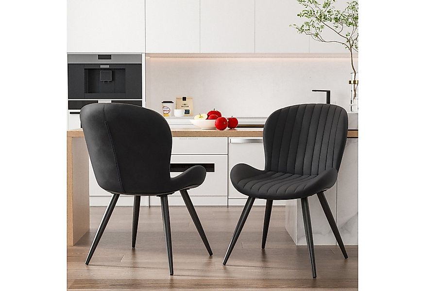 HawthyHome Esszimmerstuhl 2er Set Polsterstuhl mit Armlehnen & Metallbeinen günstig online kaufen