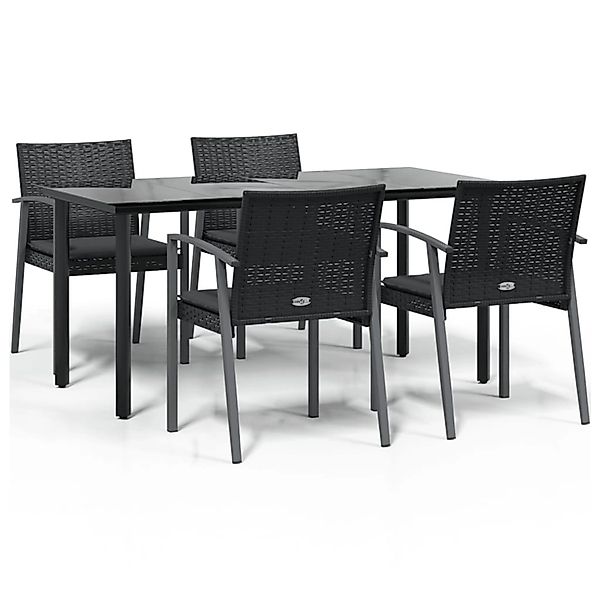 vidaXL 5-Tlg Garten-Essgruppe mit Kissen Poly Rattan und Stahl 3186995 günstig online kaufen