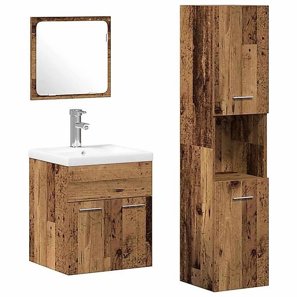 vidaXL Badezimmermöbel Set mit Tür 4-Tlg Altholz 41 x 38,5 x 46 cm 3332579 günstig online kaufen