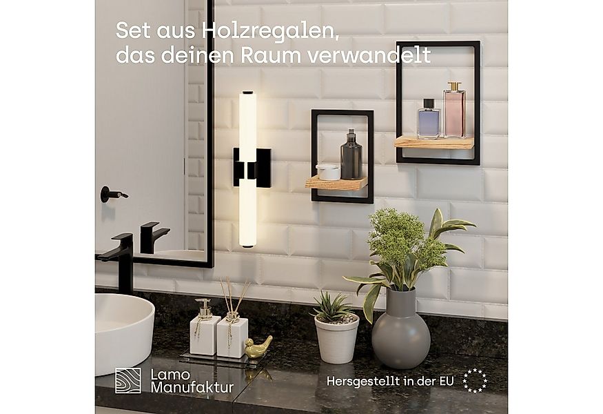 LAMO Manufaktur Wandregal Holz Set 2 St. 15/20 cm Farbe: Dunkel, Rahmen: An günstig online kaufen