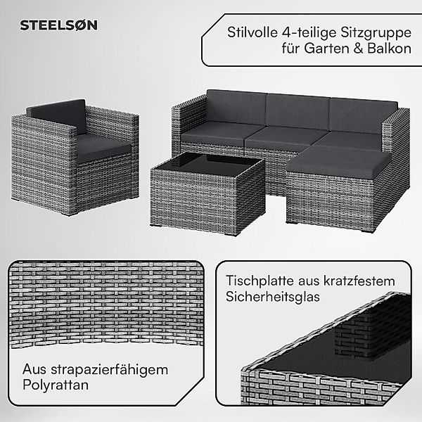 STEELSØN Sitzgruppe Zethora, (4er-Sitzgruppe, (3er Sofa, günstig online kaufen
