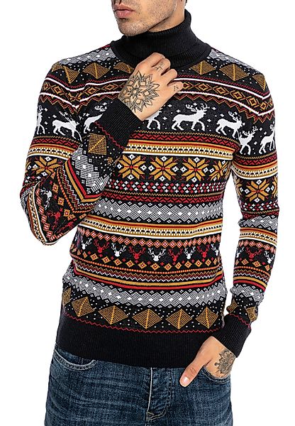 RedBridge Strickpullover mit Rollkragen Festliches Norwegermuster günstig online kaufen