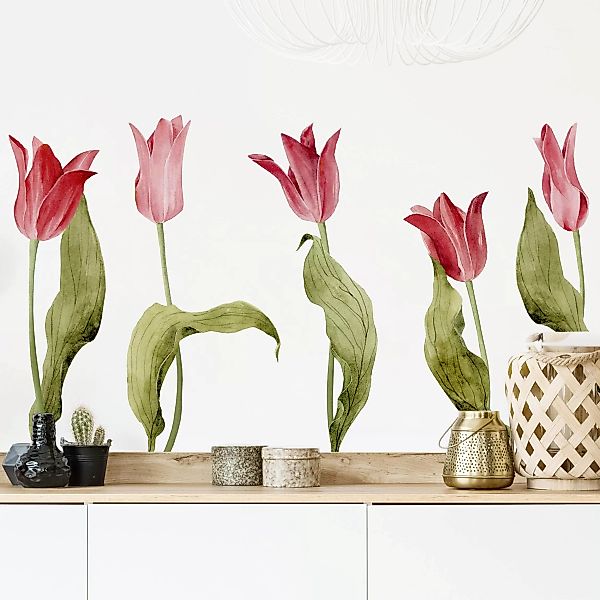 Wandtattoo Blumen Rote Aquarell Tulpen günstig online kaufen