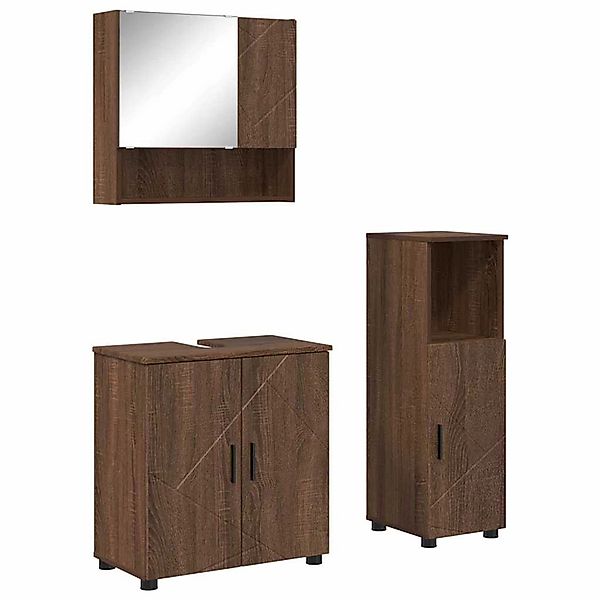 vidaXL Badezimmermöbel-Set Wandmontiert 3-Tlg Braun Eichen-Optik 3392950 günstig online kaufen