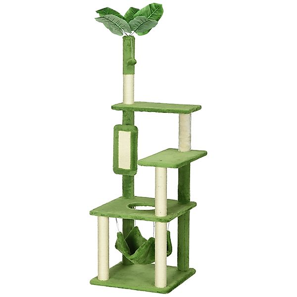 PawHut Kratzbaum für Katzen, 142 cm, Katzenturm mit Hängematte, Ball, Sisal günstig online kaufen