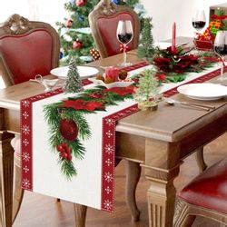 Coonoor Tischläufer Roter Leinen-Weihnachtstischläufer 230 x günstig online kaufen