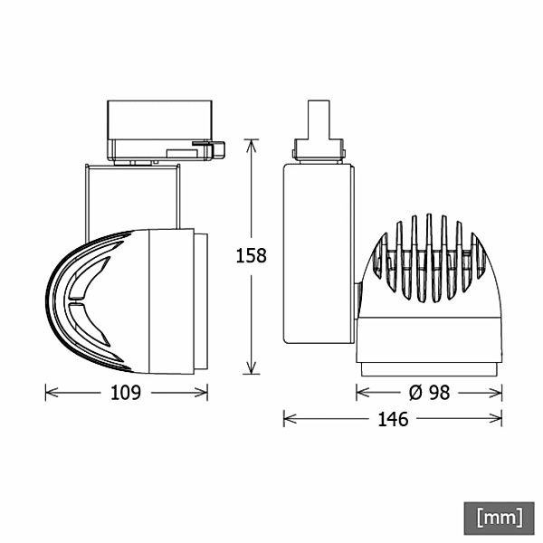 LTS Licht&Leuchten LED-Stromschienenstrahler 830, ws BIXX-T 103.830.15 - 65 günstig online kaufen