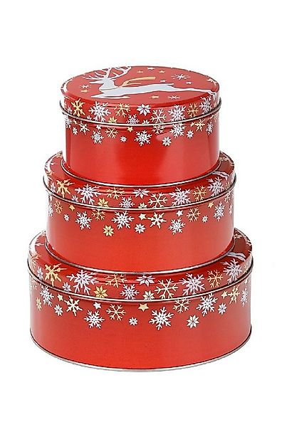 Rungassi Aufbewahrungsdose Keksdose Weihnachts-Keksdosen 3er Set Rund Ø14-2 günstig online kaufen