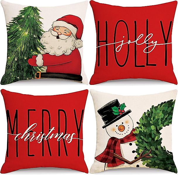 Coonoor Kissenbezüge Weihnachten Leinen Kissenbezüge 4 Stück,45x45cm Zierki günstig online kaufen