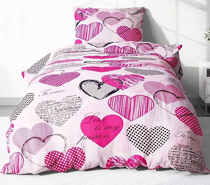 Heubergshop Bettwäsche, Renforcé, 2 teilig, 135x200cm + 80x80cm Love Liebe günstig online kaufen