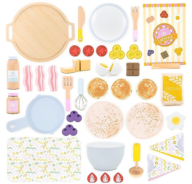 CLTYQ Spiellebensmittel Holz-Pfannkuchen-Spielset - Kinderküche Spielküchen günstig online kaufen