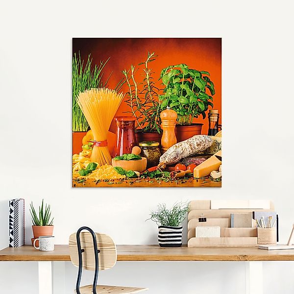 Artland Glasbild "Mediterranes und italienisches Essen" Lebensmittel 1 Stk. günstig online kaufen