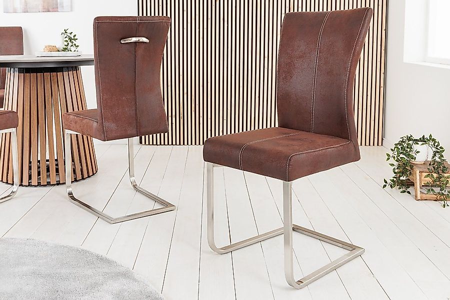 riess-ambiente Freischwinger SAMSON dark coffee / silber (Einzelartikel, 1 günstig online kaufen