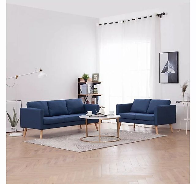 vidaXL Sofa 2-tlg. Sofagarnitur Stoff Blau günstig online kaufen