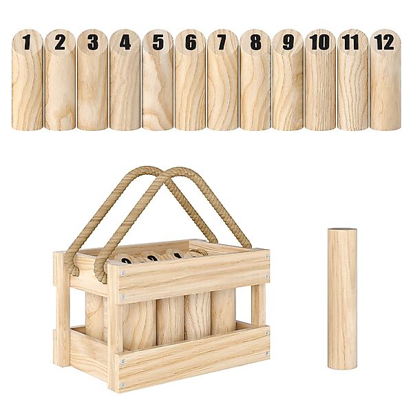 SPORTNOW Mölkky Spiel Wurfspiel Holz Kubb Wikingerspiel mit 12 Skittles 1 S günstig online kaufen