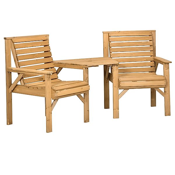 Outsunny Bistro-Set 3-teilig aus Holz Wetterfest Gartenmöbel Set mit Lamell günstig online kaufen