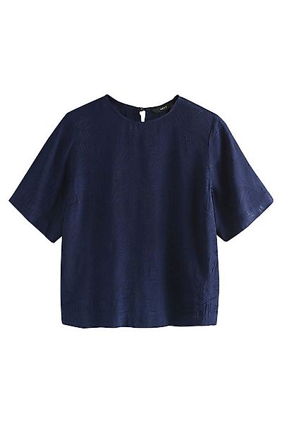 Next Shirtbluse Kastiges T-Shirt aus Jacquard-Satin mit Laubmotiv (1-tlg) günstig online kaufen