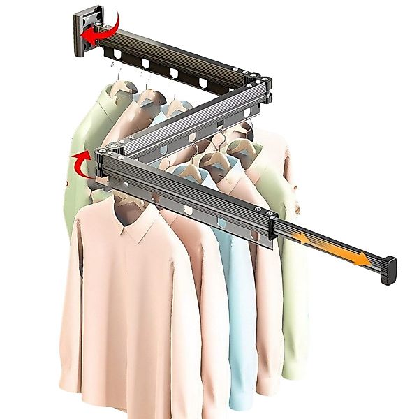 PFCTART Kleiderständer 126 cm wandmontierter klappbarer günstig online kaufen