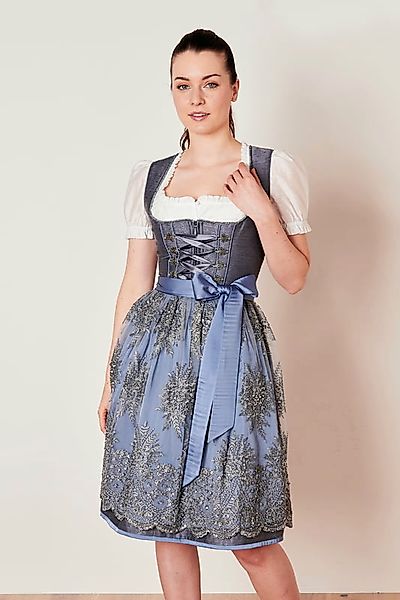 KRÜGER COLLECTION Dirndl Dirndl 'Alexandra' mit Spitzenschürze 115167, Gra günstig online kaufen