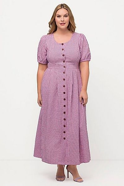 Ulla Popken Dirndl Kleid Bubble-Qualität Vichykaro Rundhals Halbarm günstig online kaufen