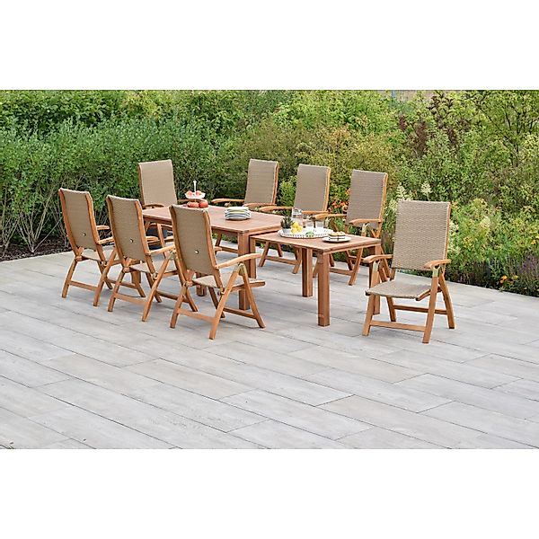 Merxx Capri Set 9-tlg. mit Flex-Gartentisch Ausziehbar 180/370 x 90 cm günstig online kaufen