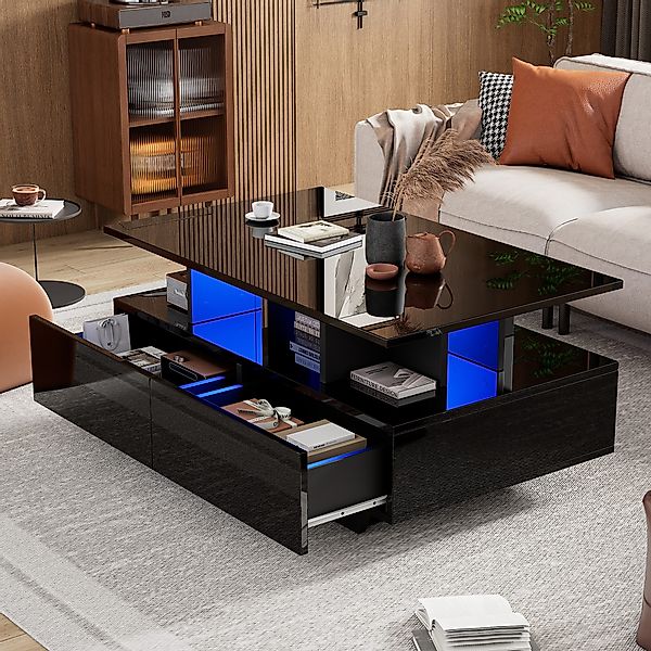 HAUSS SPOLE Couchtisch Hochglanz-Couchtisch mit LED-Beleuchtung günstig online kaufen