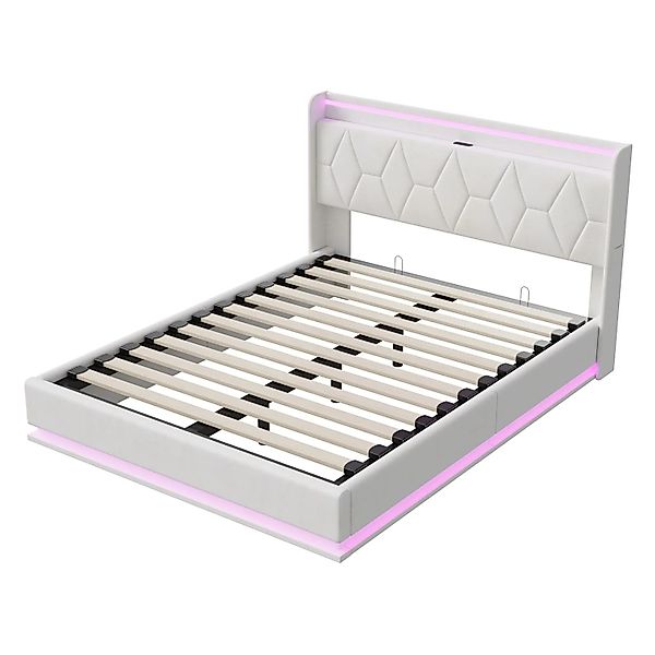 PXloue Bett Polsterbett mit Stauraum LED&Ladefunktion 160x200cm günstig online kaufen