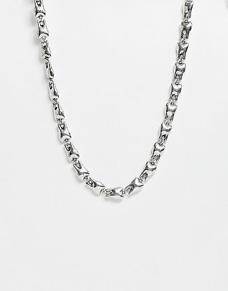 ASOS DESIGN – Silberfarbene Halskette mit durchgehendem Zahn-Design günstig online kaufen