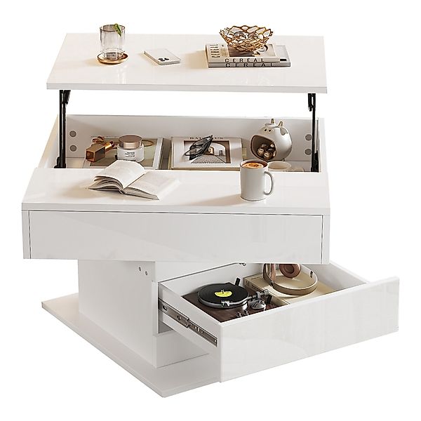 Merax Couchtisch hochglanz Sofatisch 360° drehbar günstig online kaufen