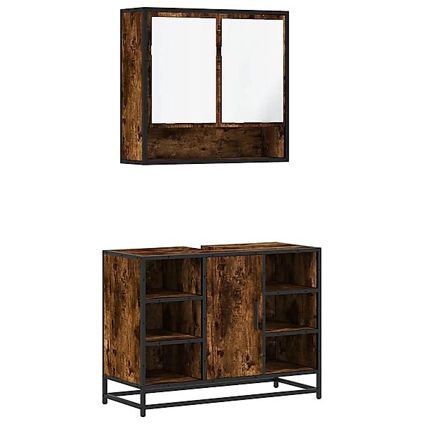 vidaXL 2-Tlg Badmöbel-Set Räuchereiche Holzwerkstoff 3300942 günstig online kaufen