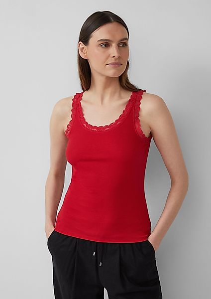 s.Oliver Shirttop Geripptes Slim-Fit-Tanktop mit Spitze günstig online kaufen