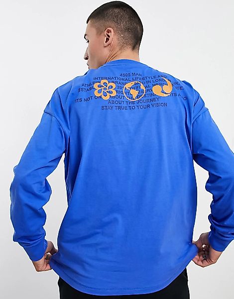 ASOS 4505 – Langärmliges Oversize-Shirt mit Rückenprint-Blau günstig online kaufen