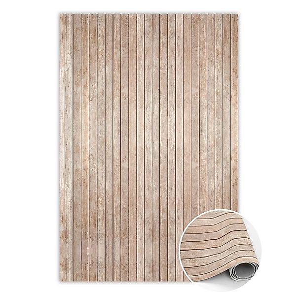 Tulup Teppich Gestreiftes Brett PVC Mat 60x90 cm Braun Tapijt Vinyl PVC Tap günstig online kaufen