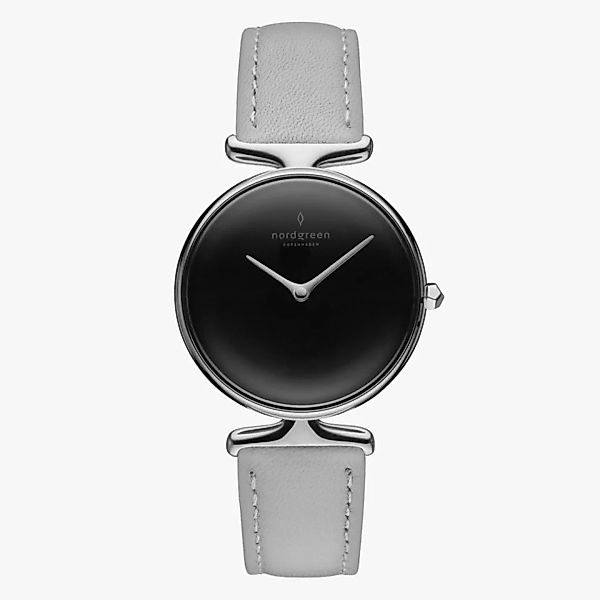 Armbanduhr Unika Silber | Schwarzes Ziffernblatt - Italienisches Lederarmba günstig online kaufen