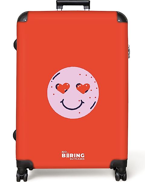 NoBoringSuitcases.com© Hartschalen-Trolley Rotes und rosafarbenes Smiley-Ge günstig online kaufen
