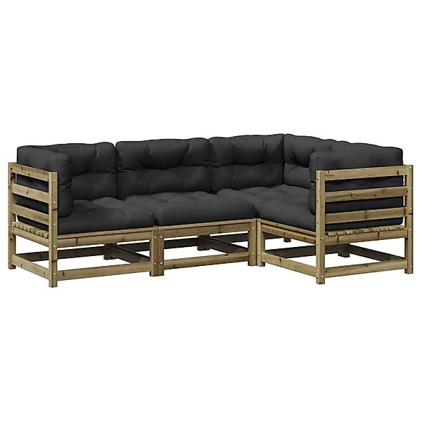 vidaXL 4-Tlg Garten-Sofagarnitur mit Kissen Kiefernholz Imprägniert 3299415 günstig online kaufen