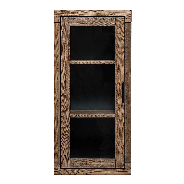 Wand Vitrine aus Eiche Massivholz Wengefarben günstig online kaufen