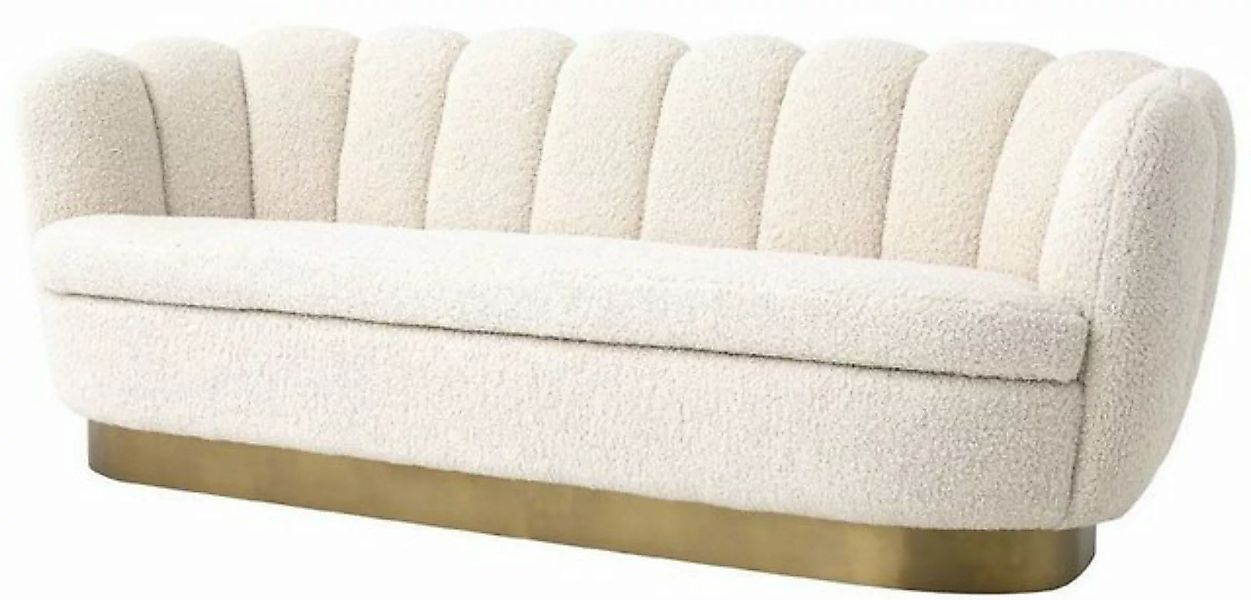 Casa Padrino Sofa Luxus Wohnzimmer Sofa mit künstlichem Lammfell Weiß / Mes günstig online kaufen