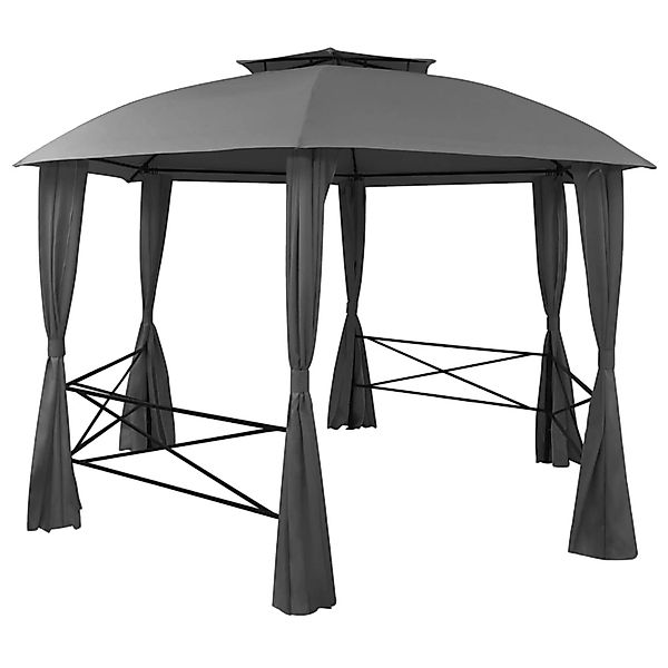 vidaXL Gartenpavillon mit Vorhängen Hexagonal 360x265 cm Modell 1 günstig online kaufen