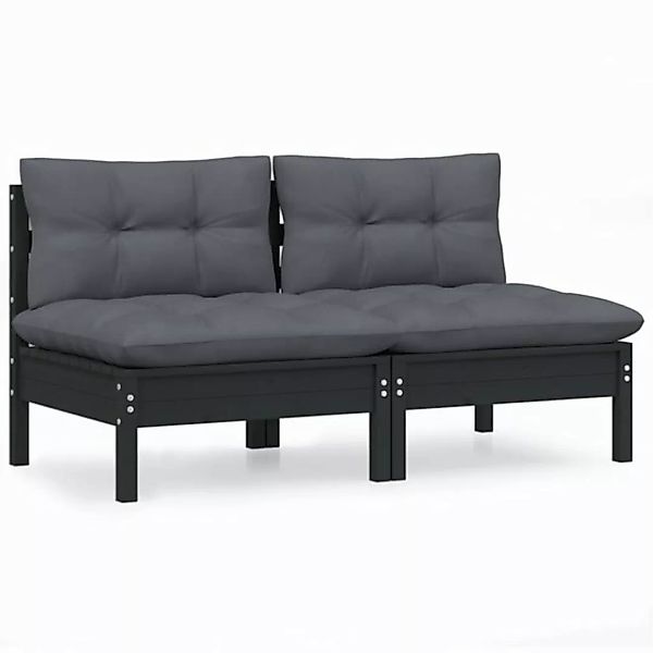 vidaXL Sofa, 2-Sitzer-Gartensofa mit Anthrazit Kissen Massivholz Kiefer günstig online kaufen