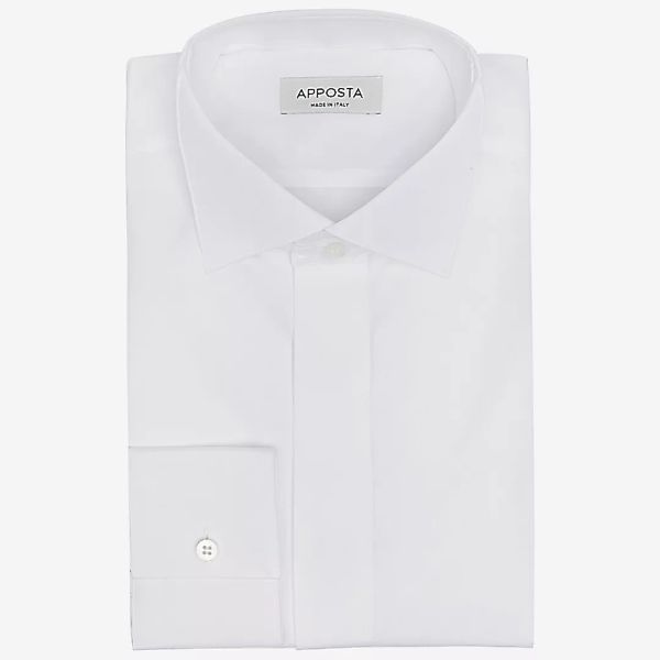 Hemd  einfarbig  weiß 100% reine baumwolle twill doppelt gezwirnt, kragenfo günstig online kaufen